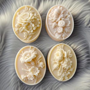 Oval Flower Soap Silicone Mold-Peony Plum Blossom Soap Mold-Embossed Flower Soap Mold-Flower Pattern Soap Mold-Aesthetic Candle Art Mold
