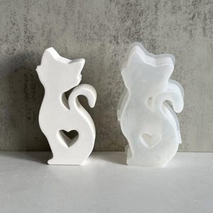 Molde de silicona con forma de corazón de gato, molde de resina con forma de gato, molde de vela con forma de gatito, molde de cemento para gato, molde de yeso para aromaterapia DIY, molde para decoración del hogar