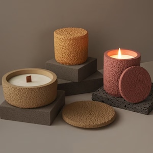 Tarro de vela redondo Molde de silicona-Caja de baratija en forma de lava Molde-Cemento Vela Tazón Molde-Vela Jar Molde con tapa-Maceta Maceta Molde-Resina Arte Molde