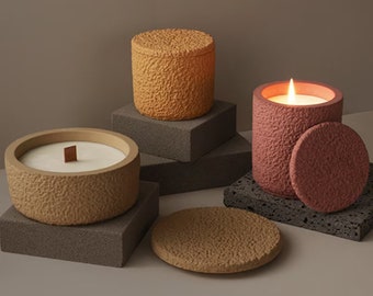 Round Candle Jar Silicone Mold-Lava Shaped Trinket Box Mold-Cement Candle Bowl Mold-Candle Jar Mold With Lid-Planter Pot Mold-Resin Art Mold