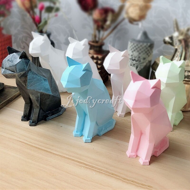 3D Cat Candle Silicone Moldgeometric Cat Candle Moldanimal Etsy UK