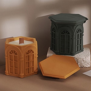 Roman Candle Jar Silicone Mold-Cathedral Storage Box Mold-Concrete Candle Vessel Mold-Cement Jesmonite Jar Mold-Epoxy Resin Art Mold