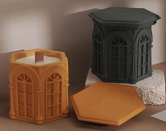 Roman Candle Jar Silicone Mold-Cathedral Storage Box Mold-Concrete Candle Vessel Mold-Cement Jesmonite Jar Mold-Epoxy Resin Art Mold