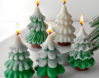 4 Styles Christmas Tree Silicone Mold-Christmas Tree Candle Mold-Small Pine Tree Candle Mold-Christmas Candle Decor Mold-Soy Wax Candle Mold