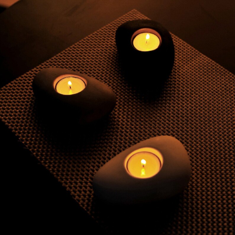 Cobblestone Shape Candle Holder Concrete Silicone Mold Oval Etsy