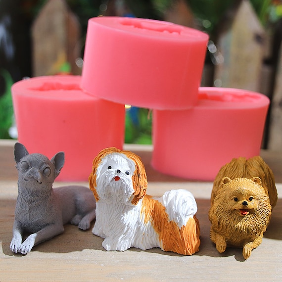 3D Animal Fondant Silicone Mold-pet Dog Resin Mold-cute Dog Candle Mold-scented  Plaster Dog Mold-chocolate Cake Decor Mold-epoxy Resin Molds 