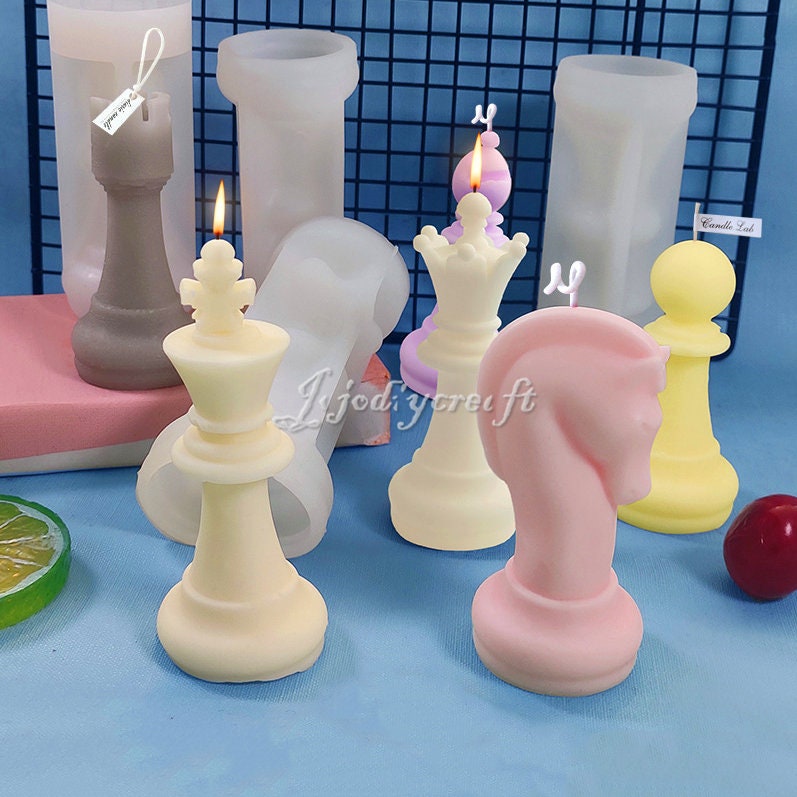 Jmtresw 3D Crystal International Chess Pieces Mold DIY Chess Pieces  Silicone Mould 