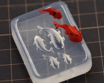 Miniatur Koi Silikonform-Glückliche Koi Harz Form-Süße Koi Fisch Form-Miniatur Puppenhaus Fisch Form-Koi Polymer Ton Form-UV Harz Kunst Form