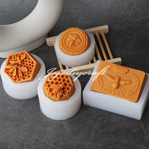 4 Styles Honeycomb Soap Silicone Mold-Queen Bee Soap Mold-Honey Bee Soap Mold-Honeycomb Bee Candle Mold-Aromatherapy Candle Soap Mold