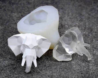 3D Animal Elefante Molde de Silicona-Resina Geométrica de Elefante Molde-Cabeza de Elefante Molde-Yeso Perfumado Molde de Elefante-Elefante Colgante Molde de Arte