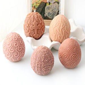 Easter Candle Silicone Mold-Easter Egg Candle Mold-Striped Eggs Candle Mold-Embossed Egg Candle Mold-Holiday Candle Mold-Soy Wax Candle Mold