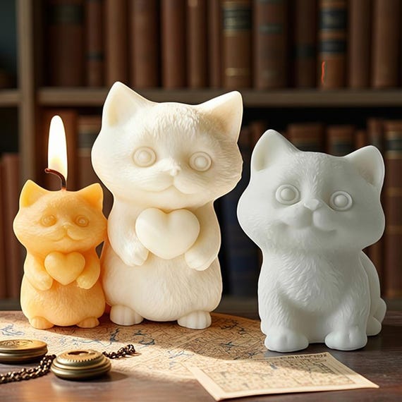 Set Per Fare Candele Stampo In Silicone 3d A Forma Di Gattino Stampo In Silicone A Forma Di Gatto Carino Stampo Silicone Forma Gatto