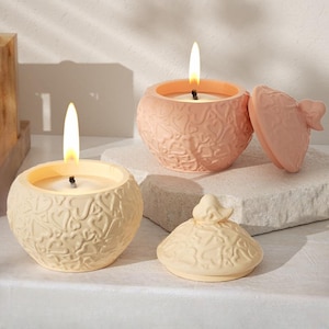 Round Candle Jar Silicone Mold-Small Round Storage Box Mold-Heart Trinket Box Resin Mold -Concrete Candle Vessel Mold-Jesmonite Plaster Mold