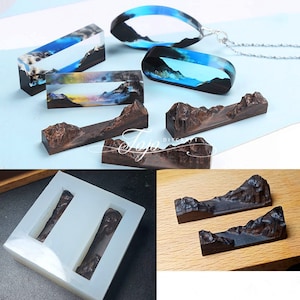 Rectangular Silicone Mold-Mountain Peak Bracelet Resin Mold-Jewelry Pendant Casting Mold-Couple Necklace Mold-Wood Block Filling Materials