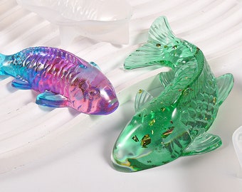 Glück Koi Fisch Silikonform-Koi Fisch Harz Form-Koi Schlüsselbund Anhänger Form-Karpfen Kerze Form-DIY Aromatherapie Gips Form-Epoxidharz Form