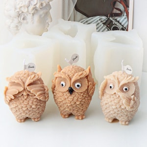 Animal Owl Candle Silicone Mold-Cute Owl Candle Mold-Owl Statue Resin Mold-Scented Candle Soap Mold-DIY Aromatherapy Plaster Mold