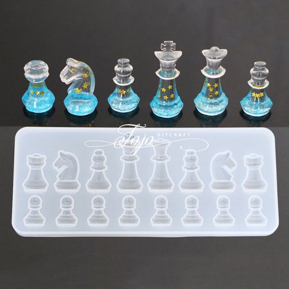 Chess Set Silicone Mold Resin Plaster Concrete Table Game Casting Mould 6  Pieces