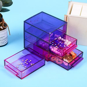 Stampo in silicone per cassettiera, scatola per cassetti piccoli, stampo in resina, scatola portaoggetti per cassetti, stampo per gioielli, scatola per gingilli, stampo per artigianato in resina epossidica