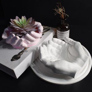 Two Hands Planter Silicone Mold-Hands Trinket Dish Resin Mold-Hands Succulent Pot Mold-Concrete Bowl Candle Mold-Jesmonite Plaster Tray Mold