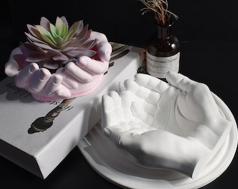 Two Hands Planter Silicone Mold-Hands Trinket Dish Resin Mold-Hands Succulent Pot Mold-Concrete Bowl Candle Mold-Jesmonite Plaster Tray Mold