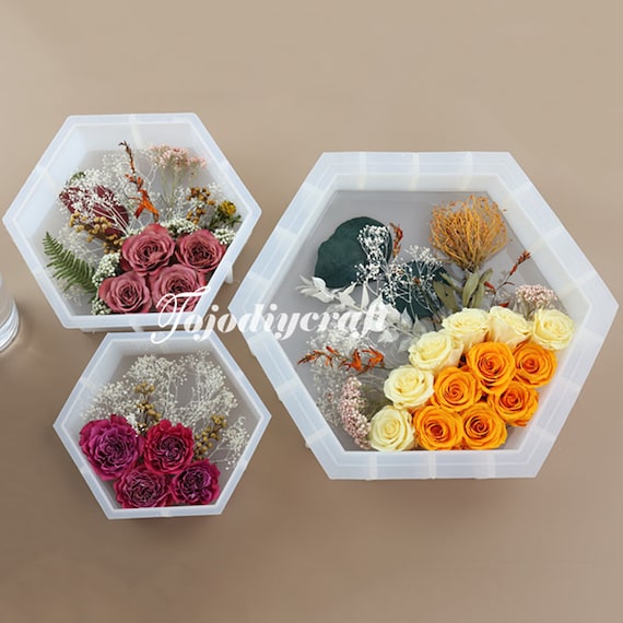 Let's Resin Large & Deep Hexagon Silicone Mold, Resin Flower Preservation, DIY Resin Gifts