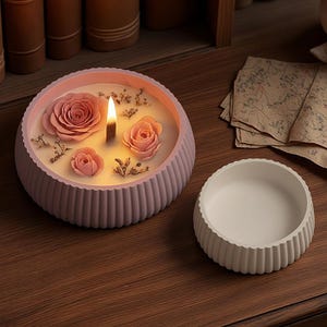 Silikonform Gestreifte Schüssel-Runde Aufbewahrungsbox Harzform-Sukkulententopfform-Betonschalenkerzenform-Jesmonit Gipsdekorform