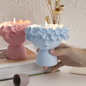 Girl Flower Pot Silicone Mold-Lovely Girl Planter Mold-Girl Candle Jar Resin Mold-Concrete Candle Vessel Mold-Jesmonite Cement Decor Mold