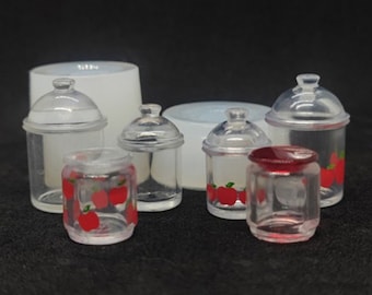 3 Styles Miniature Jar Silicone Mold-Dollhouse Jar Resin Mold-Jar Glass Mold With Lid-Miniature Jar Mold for Shop Kitchen-UV Resin Art Mold