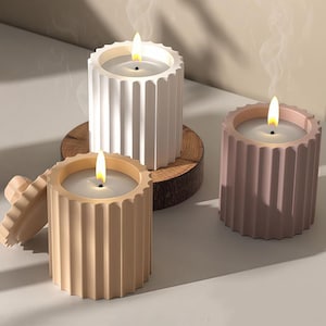 Nordic Candle Cup Silicone Mold-Round Storage Box Resin Mold-Gear Candle Jar Mold-Concrete Candle Vessel Mold-Jesmonite Plaster Decor Mold