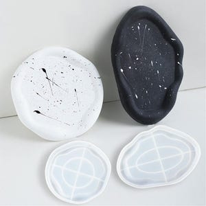 2 Styles Irregular Tray Silicone Mold-Cloud Tray Resin Mold-Cloud Trinket Dish Mold-Concrete Coaster Mold-Jesmonite Terrazzo Tray Mold
