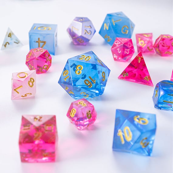  DND Dice Set Mold for Resin Silicone, 9 Pcs Sharp Edge