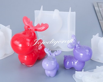 Stampo in silicone per alce dei cartoni animati, stampo in resina per alce natalizio, stampo per ciondolo portachiavi a forma di cervo, stampo per corna di cervo carine, stampo per alce in cemento, stampo in resina per arte in gesso