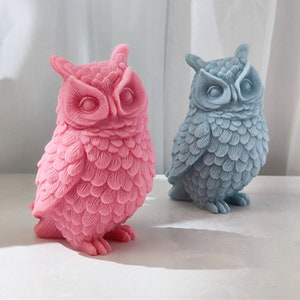 Molde de silicona de búho de pie-Molde de vela de búho grande-Molde de vela de búho animal-Molde de búho de cemento de hormigón-Molde de jabón hecho a mano-Molde de decoración del hogar