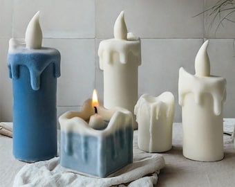 Tears Candle Silicone Mold-Weeping Pillar Candle Mold-Geometric Cylinder Candle Mold-Round Square Soap Mold-Aromatherapy Candle Soap Mold