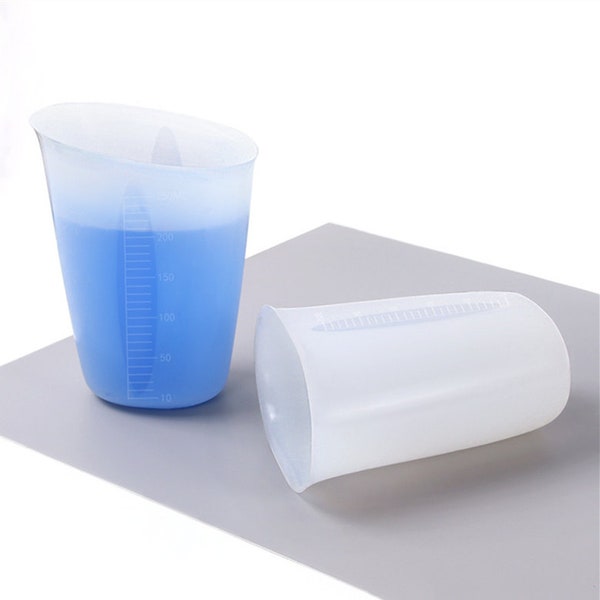 250ml Silicone Measuring Cup-Silicone Resin Measuring Cups Tool-Measuring Cup for Epoxy Resin Mixing、Jewelry Making 、Waxing、Easy Clean