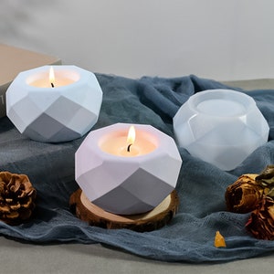Diamond Planter Silicone Mold-Geometric Candle Holder Mold-Concrete Candle Vessel Mold-Cute Small Container Mold-Cement Jesmonite Pot Mold