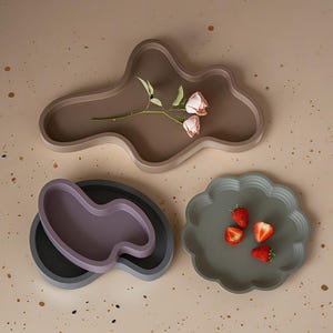Plateau irrégulier en silicone moule-porte-bougies pour fleurs moule en résine-plateau de rangement pour bijoux moule-plateau à bougies en béton moule-moule artistique en plâtre jesmonite
