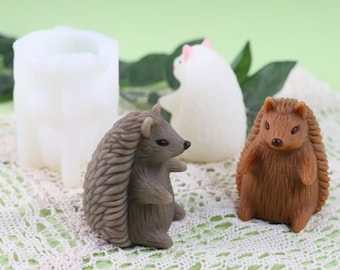 JS MOLD Moule En Silicone 3D En Forme De Hérisson - Moule En Résine D'animal - Moule En Silicone - Moule à Bougie - Moule à Bougie - Moule En Silicone