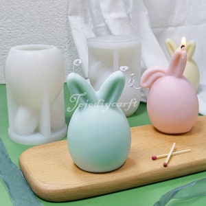 Easter Bunny Candle Mold-Cute Rabbit Candle Mold-Eggshell Candle Mold-Easter Candle Silicone Mold-DIY Aromatherapy Plaster Soap Mold