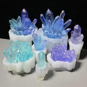 11 Styles Natural Crystal Silicone Mold-Crystal Cluster Resin Mold-Quartz Cluster Mold-Crystal Geode Cluster Mold-Crystal Icicle Art Mold