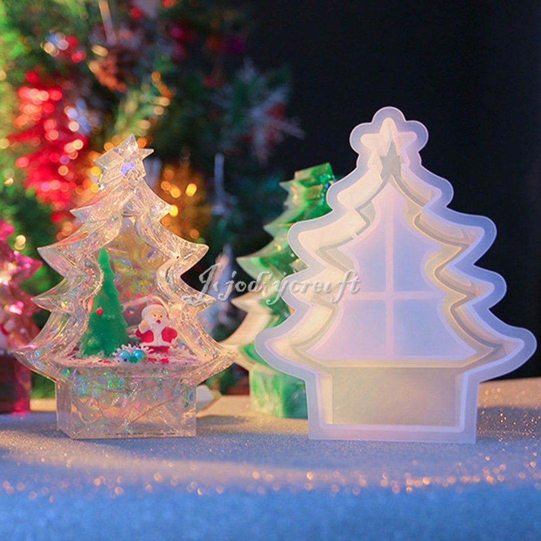 Arbre de Noël Moule à sable mouvant-Arbre de Noël Shaker Résine  Moule-Bijoux Boîte de rangement Moule-Lampe darbre de Noël Moule-Cadeau pour  Noël -  France