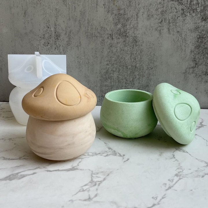 Cute Mushroom Jar Silicone Mold-mushroom Trinket Box Mold-concrete