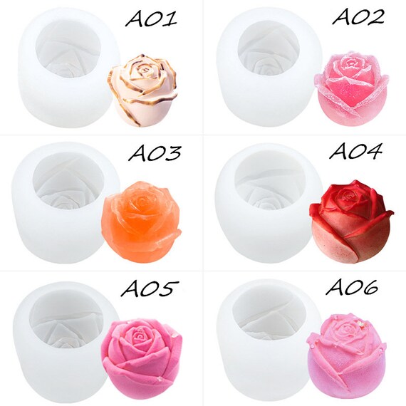 1pc Rose Flower Silicone Molds Pink Flowers Candle Mold Soap Making  Supplies Acc