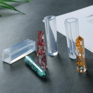 Stampo per ciondolo a striscia di cristallo - Stampo per ciondolo a prisma esagonale - Stampo per fusione di resina - Stampo in silicone a forma geometrica - Stampo per creazione di gioielli con ciondolo