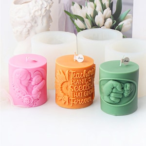 Cylinder Candle Silicone Mold-Sunflower Cylinder Candle Mold-Beeswax Pillar Candle Mold-Scented Candle Soap Mold-Jesmonite Plaster Art Mold