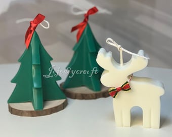 Christmas Candle Silicone Mold-Christmas Tree Candle Mold-Cute Christmas Elk Candle Mold-Scented Candles Mold-Soy Wax Candle Mold