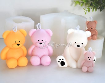 3D Bear Candle Silicone Mold-Cute Bear Candle Mold-Cartoon Bear Candle Mold-Scented Plaster Bear Mold-Silicone Candle Mold-Soy Candle Mold