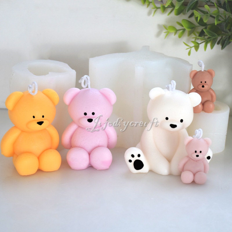 Patelai 2 Pieces Bear Resin Silicone Molds Gummy Small Bear Epoxy Molds  Bear Shape Casting Mold Jewelry Making Keychain Mold with 200