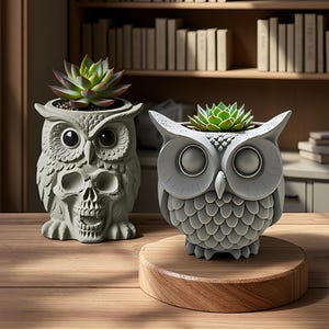 Owl Flower Pot Silicone Mold-Halloween Vase Resin Mold-Concrete Candle Vessel Mold-Cement Plaster Art Mold