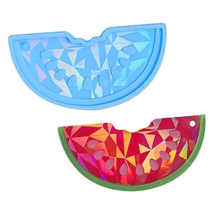Holographic Watermelon Keychain Mold-Watermelon Slice Silicone Mold-Fruit Watermelon Resin Mold-Watermelon Necklace Pendant Mold